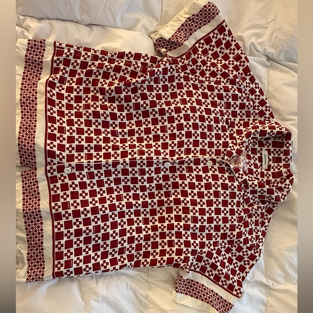 Sandro Red and White Checkered Men's Shirt